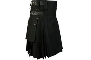 Z&N PRODUCTS Men Green/Olive Utility Kilt, Fashion Sport Utility Kilt, Adjustable Leather Straps
