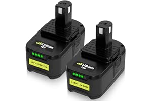 BOETPCR 2pcs 5500mAh P108 Remplacement pour Ryobi Batterie 18V 5.5Ah RB18L50 RB18L40 RB18L25 RB18L15 RB18L13 P108 P107 P104 P102 P103 Batterie D'outils avec Indicateur LED(Vert)