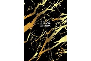 2024 Agenda: Calendario Settimanale Con Orari 5:00 - 23:00 | Vista Verticale | 1 Settimana Su 2 Pagine | 12 Mesi Planner Intempo | Formato A4 | Diario Appuntamenti | Oro Nero