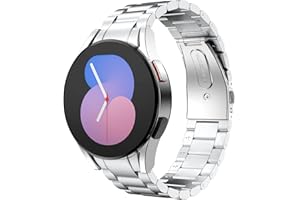 MoKo Metal Strap Compatible with Samsung Galaxy Watch 7 FE 6 5 4 Strap 40mm 44mm/Watch 6 Classic 43mm 47mm/Watch 5 Pro 45mm/4 Classic 42mm 46mm, No Gap Stainless Steel Replacement Watch Band for Men
