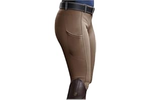 KBOPLEMQ Mallas de equitación para mujer, niñas, niños, con ribete en la rodilla y bolsillo interior, elásticas, para equitación, equitación, ciclismo