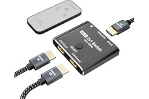 YIWENTEC HDMI 2.1 8K Switch Directional 2in 1out with Remote Control 8K@60Hz 4K@120Hz Converter High Speed 48Gbps Compatible with Xbox PS5 Projectors Monitors