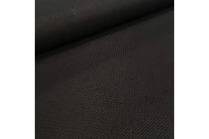 Kt KILOtela - Tissu Panama Point de Croix, Tissu Aïda Coton, Broderie, Travaux Manuels, 5,5 points/cm, 14 count, 50 cm Longueur x 150 cm Largeur, Noir - 0,5 mètre