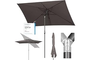 Sekey 200 × 300 cm Aluminum Sonnenschirm Marktschirm Gartenschirm Terrassenschirm Sonnenschutz Cappuccino UV 50+ Rechteckig