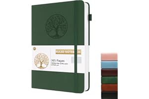 Dzhzal Carnet ligné B5 - 365 pages lignées - 100 g/m² - Couverture rigide en cuir avec bande élastique - Pour le travail, les affaires, l'école et les voyages