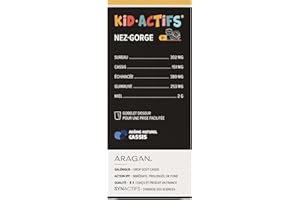 ARAGAN Kidactifs Nez-Gorge Enfant - Confort de la Gorge, Bien-être Respiratoire - Sureau, Cassis, Echinacée, Guimauve - 125 ml - A Partir De 3 ans - 12 à 25 Jours