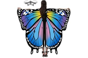 mzoLife Damen Schmetterling Kostüm Faschingkostüme Schmetterling Flügel Schal mit Augenbinde, Erwachsene Poncho Umhang für Party Halloween Weihnachten Kostüm Cosplay Karneval Fasching