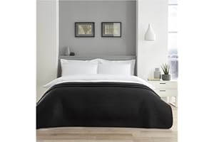 GC GAVENO CAVAILIA Pinsonic Quilted Bedspread Comforter, Lightweight Bed Spreads & Throws, Large Sofa Bed Covers, Black, 150X200 Cm