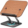 BOOMLONGDA Book Stand for Reading, Desktop Adjustable Book Holder with 360° Swivel Base & Page Clips, Foldable Cookbook Stand Textbook Stand for Music Scores, Recipe, Tablet, Laptop, Textbook
