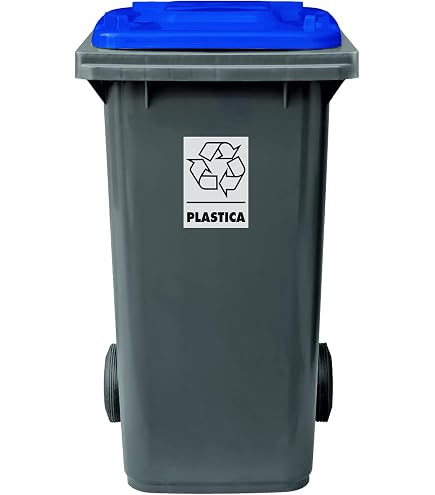 Bidone carrellato per raccolta differenziata grigio 80 litri con