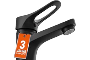 EISL NI075VEB Rubinetto da bagno VERONA, miscelatore per lavabo, miscelatore monocomando per bagno, miscelatore per lavabo nero con tirante e scarico a scomparsa, rubinetto per lavabo, nero opaco