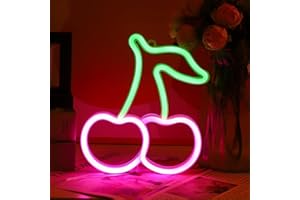 Mineup Cherry Neon Light, Pink Neon Wall Light, Cherry Neon Sign, LED Signs Cherry Neon Light Signs, Fruit Neon Lamp Sign, USB/Battery Powered Neon Night Light for Bedroom, Bar, Party, Christmas Decor