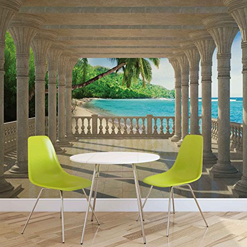 Strand Tropisch – Forwall – Fototapete – Tapete – Fotomural – Mural Wandbild – (1360WM) – XXL – 312cm x 219cm – VLIES (EasyInstall) – 3 Pieces - 3