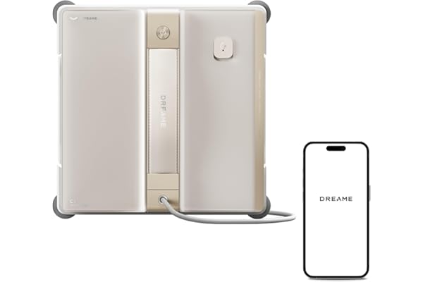 dreame C1 Robot Laveur de Vitres, Puissance d'Aspiration de 5 500 Pa, Protection et Sécurité Fiables, Technologie CornerClean, Nettoyage Humide Minutieux, Technologie à Double Jet