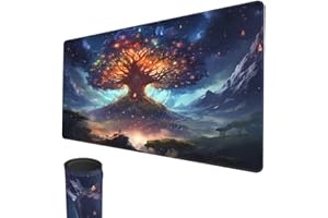 SMATCAMP MTG Playmat, 24" x 14" TCG Playmats Stitched Edges Smooth Rubber Surface Battle Board Game MTG Playmat Horror Theme MTG Playmat for Halloween (World Tree)