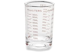 ACONDE Kubek z miarką 90 ml, kieliszek do shotów, do espresso, do baru, na imprezę, do kuchni, koktajli, wódki, tequili