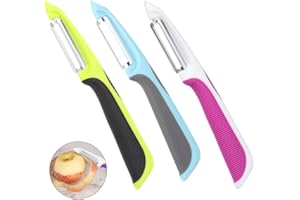 Rubywoo&chili Swivel Peeler, 3 PCS Stainless Steel Sharp Potato Peelers with Non-Slip Handles and Rotary Blades for Apples Carrots Cucumbers