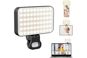 KINMAIZI luz para movil,3000-6500K 3 Modos Foco movil,luz portatil con batería de 2000 mAh, luz videoconferencia CRI 95+ para iPhone, iPad, computadora portátil y cámara,TikTok,Vlog Fotografía