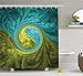 Produktbild JIEKEIO Spires Decor Shower Curtain, Zen Eastern Spiral Psychedelic Figure with Sunny Side Asian Ethnic Decor, Fabric Bathroom Decor Set with Hooks, 60 * 72inchs Long, Khaki and Teal