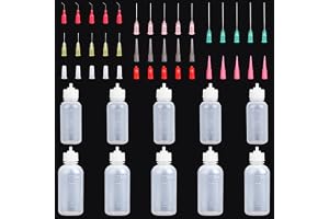 Dewdropdale Set med 10 applikatorer för nålflaska, doseringsflaska, nålspetsar, doseringsflaska på 30 ml och 50 ml, komprimerbar finspetsig flaska för vätska, lim, olja