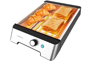 ‎CECOTEC Cecotec Horizontaler Toaster - Flacher Toaster 3 Widerstände NiceSlice Inox. 1000W, Alle Arten von Brot oder Gebäck, Quarzwiderstände, Edelstahl-Oberflächen, 6 Bräunungsstufen.