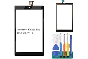 SRJTEK Compatibile con Amazon Kindle Fire HD8 7th 2017 Sostituzione Dello Schermo HD 8 SX034QT Touch Digitizer Sensore Kit Vetro (Nero Touch)