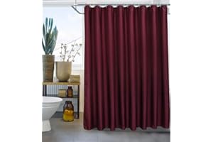 ufengke Zasłona prysznicowa bordowa czerwona z 12 haczykami tkanina zasłona poliestrowa wodoodporna do łazienki, 183 cm x 183 cm