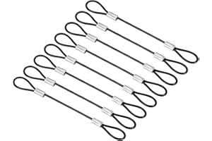 PATIKIL 0,3Ft Sécurité Câble Verrouillage, 8 Paquet Inox Acier 2mm Dia Sécurité Fil Corde avec Double Boucle pour Scène Éclairage Bagage Serrure Noir