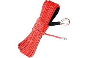 LIFEJXWEN Seilwinde, Synthetik, 7700 lbs Windenseil, Nylonseil, Windenseil mit Ummantelung für ATV UTV SUV Jeep LKW Boot Synthetisches Seil 6 mm x 15 m (1/4 Zoll x 50 Zoll)