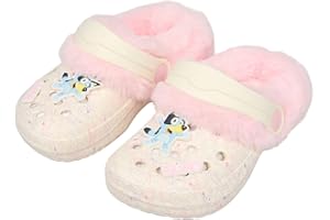 Bluey Girls Clogs – Kids Fur Lined Slippers with Back Strap – Comfortable Indoor Shoes or Outdoor Footwear for Children