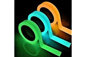 SHULLIN 3 Stück 10mm Selbstklebendes Fluoreszierendes Klebeband Wasserdicht Luminous Tape Warnband Leuchtendes Klebeband Markierungsband Phosphor Klebeband für Sicherheitszeichen(grün,blau,gelb)