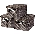 CURVER | Set of 3 Style S Storage Boxes with Lids, Dark Brown, Plastic