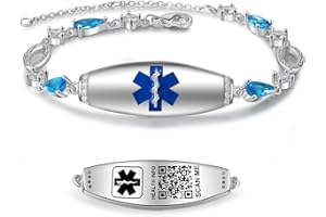 Theluckytag Medical Bracelets for Men Women with QR Code Medical Alert ID Bracelets Sport - Silicone Waterproof Wristband - More Space Custom Emergency Info