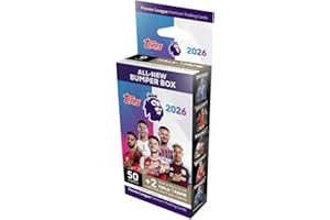 Topps Premier League 2026 - Bumper Box - contains 50 Topps Premier League cards plus 2 exclusive Hall of Fame Limited Edition cards.