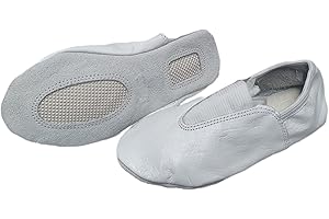 UNEED SKMAXO Pure Leather White Gymnastic Shoes in Children's and Adult's Sizes | Full Soft Sole Genuine Leather Training/Yoga/Trampoline Dance Shoes