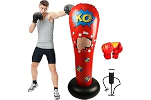 LncBoc Sac de Boxe Gonflable, 160cm Sac De Frappe, Sac Boxe Pied Debout, Punching Ball pour Pratiquer Karaté, Taekwondo