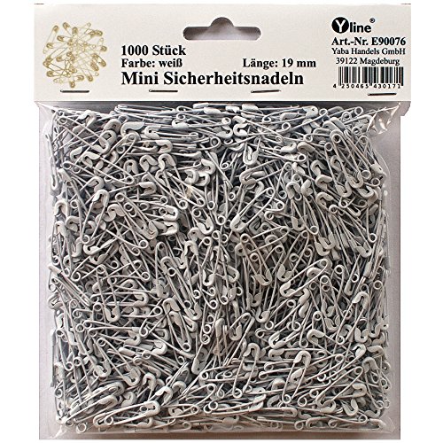 1000 Stück Mini Sicherheitsnadeln klein, weiß ca.19 mm, Sicherheits- Nadel Nadeln, E90076