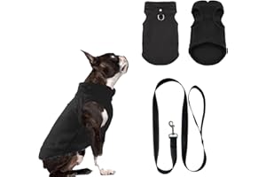 FFTANXS Hundemantel,Hundepullover,Chihuahua Kleidung,hundepullover kleine Hunde, Hundemantel für kleine Hunde,Hundemantel mit Geschirr,Wintermantel Hund für kleine Hunde, Innen und Außeneinsatz(Schwarz L)