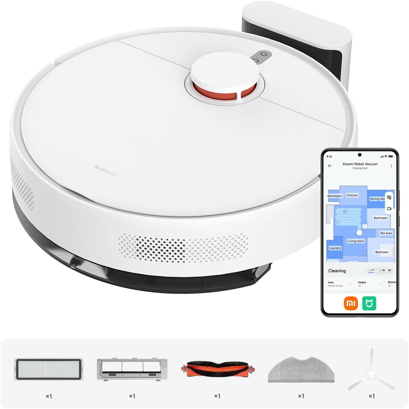 XIAOMI Robot Vacuum S40C, Aspirador y fregona 2 en 1, 5000Pa de succión, navegación Inteligente LDS, Recarga automática, Compatible con Suelos Duros y alfombras de Pelo Corto