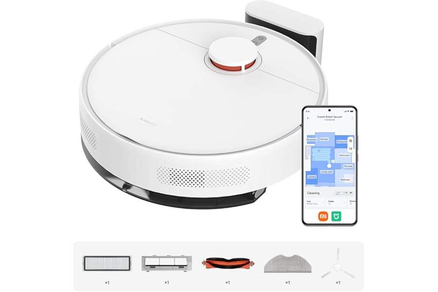 XIAOMI Robot Vacuum S40C, 2-in-1 Vacuum Cleaner and Floor Scrubber, 5000Pa Suction Power, LDS Intelligent Navigation, Automatic Charging, Ideal for Short Pile Carpets and Hard Floors