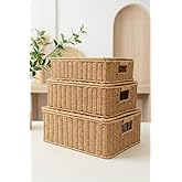 Digithome 3'l&uuml; Kapaklı Hasır Rattan Organizer Sepet - BB6065