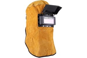 HILITAND Bonnet de Soudeur avec Objectif de Filtre occultant Automatique, Masque en Cuir de Bonne qualité
