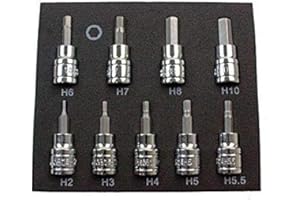 US PRO Set di 9 chiavi a brugola esagonale per punte metriche da 3/8" Dr Drive 2-10mm 2065