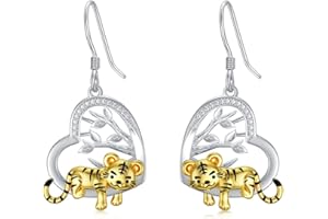 LONAGO Animal Earrings for Women 925 Sterling Silver Cute Dog Koala Cow Tiger Lion Drop Earrings for Gifts