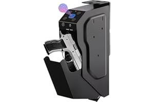 REOTEL Steel Security Gun Box with Security Password, Fingerprint Detection, 2 Keys Portable Gun Box Safe Handgun Safe, Fingerprint Pistol Weapon Cabinet, Weapons Safe for Home Security