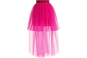 PENGNIAO Jupe Longue Tulle Femme Jupe Tutu Bouffante Adulte Jupon Long Mariage Jupes Tulles Deguisement Tutu de Danse Asymétrique Princesse Tutu Ballet Classique Mariage Magnifique Vintage