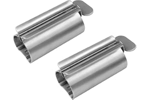 NestNook Wyciskarka do pasty do zębów – wyciskarka do tubek ze stali nierdzewnej, metalowa prasa do tubek, siedzisko do pasty do zębów, uchwyt i stojak (srebrny, 2 sztuka)