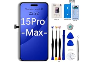 EFaith für iPhone 15 Pro Max Display, Ersatz Bildschirm 6.7" Full HD Bildschirm,Displayrahmen 3D Touch Screen Digitizer Mit Reparaturwerkzeug und Aus Wasserfest Anhaftendem