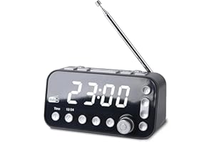 Alkia 【2025 Neueste】 Radio mit Uhr, FM/DAB+/DAB Radiowecker mit 5 Zoll Großbildschirm, 1 Zoll weißem Ziffern Anzeige, Doppel Weckfunktion, Dimmer, Schlaf Timer und Snooze Funktion, Standard (Schwarz)