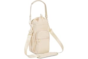 sportsnew Portabottiglie con tracolla isolato porta bottiglia d'acqua borsa a tracolla 1L con tasca per telefono Custodia per bottiglia d'acqua per passeggiate escursioni, Beige puro, moderno